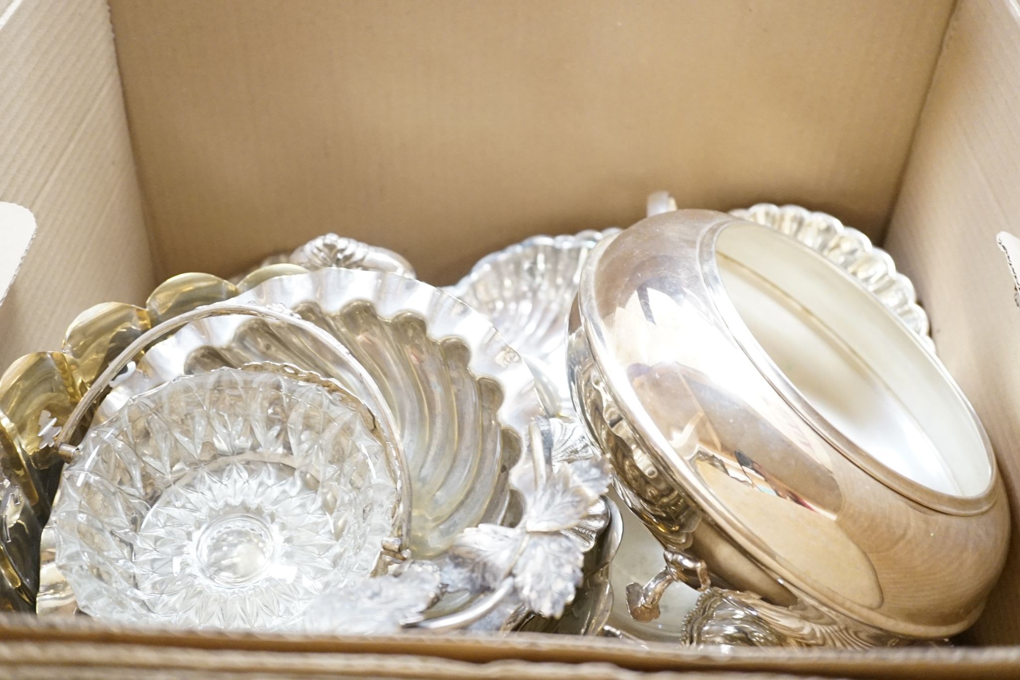 A large quantity of assorted Victorian and later silver plated ware